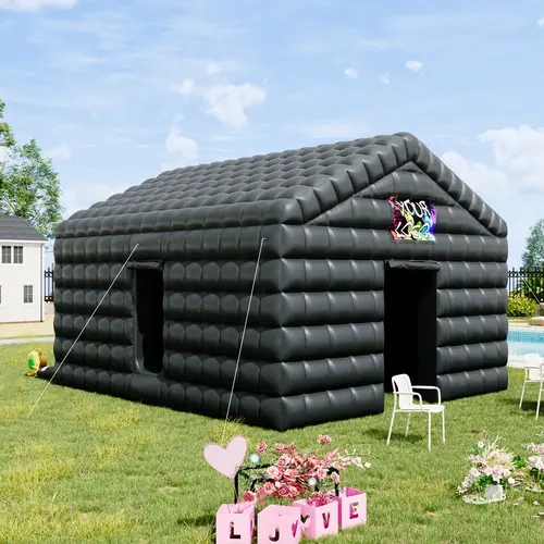 【Ships in 2 Boxes】AMERLIFE Large Black Inflatable Night Club Tent with 2 Side Doors, with Logo Area Gazebo Event House for Wedding Birthday Backyard Party- Ships in 2 Boxes[TikTokShopFallDealsForYou]