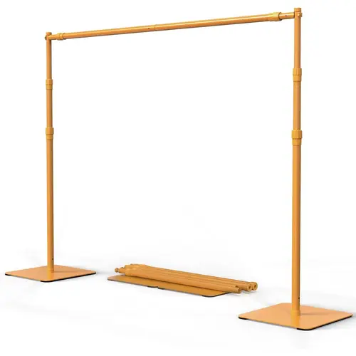 VINGLI Durable Metal 8x10 ft Adjustable Backdrop Stand Kit with Heavy-Duty Metal Base, 6 Spring Clamps, Tool-Free Easy Assembly, Exceptional Stability, Ideal for Wedding Photo Shoots, Birthday Events, Banner Displays