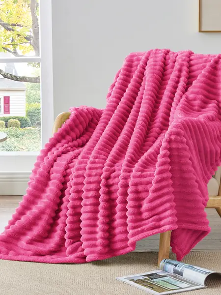 BEDELITE Fleece Throw Blanket, 300 GSM Super Soft Blanket, 3D Stripe Texture Fluffy Blanket, Throw Blanket for Couch, Sofa, Bed, Living Room, Home Decor, All Seasons, Decorative, Gift Idea