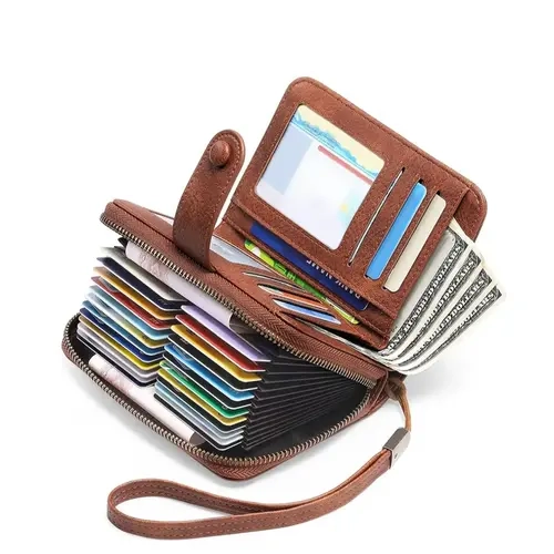 Women's Rfid Wallet with Multiple Card Slots and Wrist Strap, Fashionable Zipper Credit Card Holder, Perfect for Holidays and Gifts，Suitable for Thanksgiving, Christmas, Valentine's Day, men's gift giving #GLOBAL PICKS