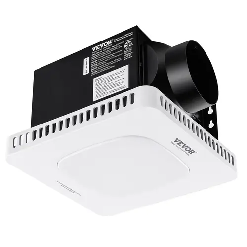 VEVOR Ceiling-Mount Quiet Bathroom Extractor Fan, 80 CFM High Airflow, 1.5 Sones/33dB Quiet Run, All-Copper Motor, Adjustable, 900lm Shave Light, Energy-Saving, No Attic Access Required, Galvanized Steel, Cut-Free Kit, 7.68 x 7.6 in Ventilation System