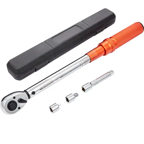 VEVOR 1/2-Inch Drive Click Torque Wrench, Adjustable Ratchet Wrench with 10-150ft.lb/14-204n.m Dual-Range Scale, ±3% Accuracy, Dual-Direction, Adapters+Rods, Fits 1/4, 3/8, 1/2 Bolts, Tools for Mechanics, Car Tools for Harsh Working Conditions