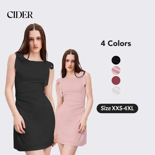 Cider Women's Sleeveless Minimalist Square Neck Solid Bowknot Mini Dress, Size 0-26, Lady's Casual Womenswear