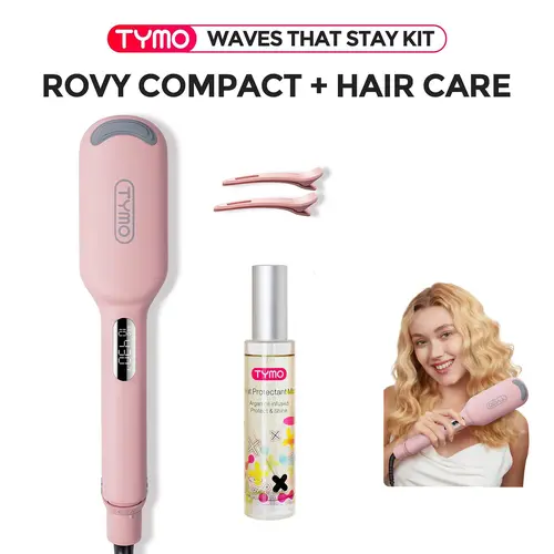 【Waves Stay Kit】TYMO ROVY COMPACT & TYMO HAIR CARE SET- Compact Wave Curling Iron for Easy Comfort Styling hairwaver, Loose Curls, Curly