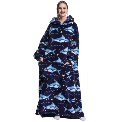 Msrlassn Plus Size Wearable Blanket Hoodie as Christmas Gift for Women Men Mom Girlfriend, 1Pcs Oversized Nightgown Loungewear Womenswear Wearable Hoodie Halloween Sherpa Fleece Sweatshirt Blanket Warm Hoodie with Pocket
