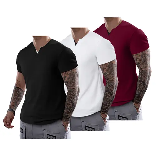 JMIERR Mens Casual Muscle Slim Fitted T Shirt Short Sleeve V-Neck Soft Tee Shirt,Gym Workout Athletic Menswear Tops,Men's clothing for Daily Wear,Fashion Outfits 2026