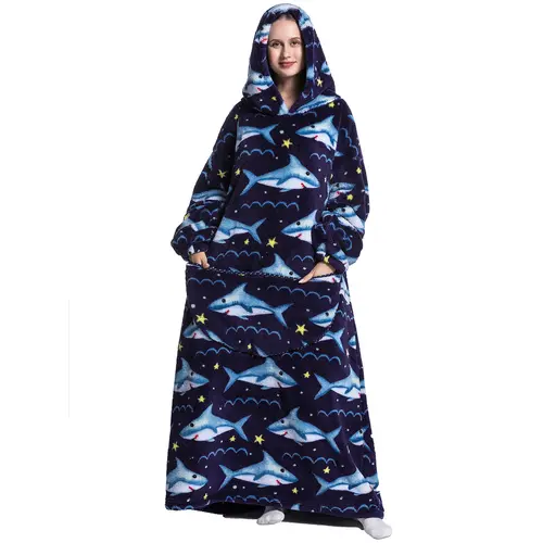 Msrlassn Oversized Cute Wearable Hoodie Blanket Nightgown Ultra Soft Sherpa Hooded Blankets Warm with Giant Pockets, Halloween & Christmas Gift for Women Men Adults