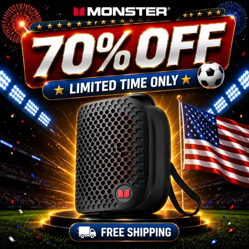 Monster Blaster Micro Wearable Bluetooth 6.0 Speaker - Clip-on Metal Magnetic Rechargeable Wireless Battery Recharge Speaker with Bass Boost, Stereo, Protection, Hands-Free Calls, TWS Pairing, IPX7 Waterproof for Workout, Beach Trips, Battery Recharge Spe