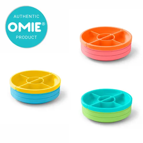 Omie Easy Scoop® 7.5 in Dia BPA-Free Baby Food Plates (3-Pack) - Unisex Child Food-Grade Silicone Tableware with 2 Removable Dividers, Spill-Proof Scoop, Patent-Pending Plant-Based Planet-Kind Kitchenware - TTS