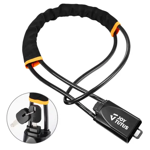 JOYTUTUS Automotive Anti-Theft Steering Wheel Lock - Durable Metal Braided Steel, 3 Keys, Highly Visible, Deters Thieves, Secure Fit for Cars-Trucks-SUVs, Easy Installation, Flexible Black Interior Accessory