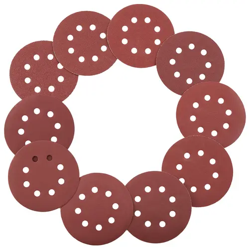 VEVOR 150-Piece 5-Inch 8-Hole Round Hook&Loop Aluminum Oxide Sanding Discs Set, Durable Industrial Abrasives with Electrostatic Planting, Velcro Back, Dust Extraction, 10 Grit Levels (60-600), for Metal/Wood, 5-Inch Sander Fit Tool Accessories