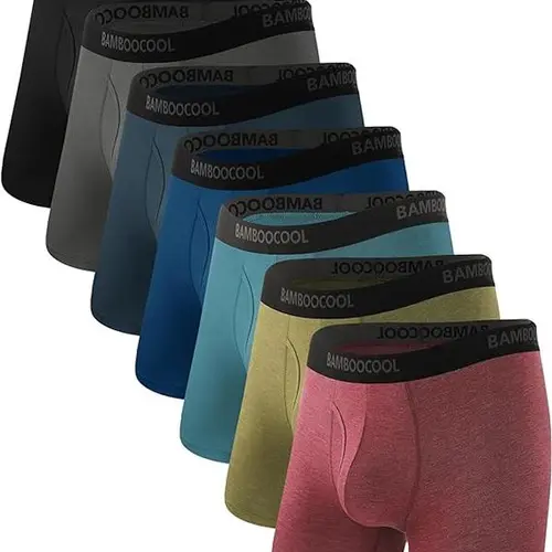 BAMBOO COOL Men's Boxer Briefs 7-Pack - Soft Bamboo Fabric Basics, 3D Pouch, Tag-Free, Anti-Perspiration, Breathable, Moisture-Wicking, No Fading, Boxed Underwear Set for Hot Days