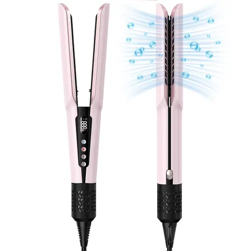 Slopehill Plug-Powered 2-in-1 Curlers & Straighteners Blow Dryer Combo - 320°F Hair Safe, 5 Heat Settings Match Your Hair, High-Speed Airflow, Rapid Heat-Up, Lightweight for Travel Days, Travel Bag Ready, Portable Pink Tool, US Women's Black Friday Gift t