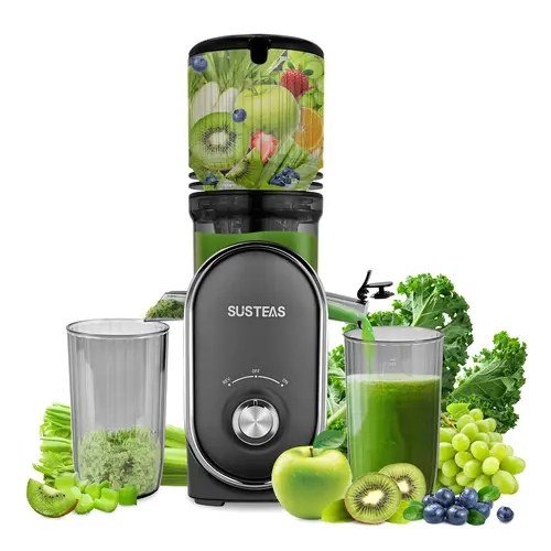 SUSTEAS 2-in-1 Cold Press Slow Masticating Juicer Machine - 5.3" Chute Fits Whole Fruit/Vegetable, High Yield, Easy Cleaning, High-Capacity Vertical, Watermelon Compatible, Pulp-Free Filter, Simple to Use, Juicing for Health, Maintains Freshness
