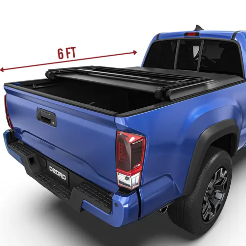[Fit 2016-2023 Toyota Tacoma] 6 Ft Bed, Soft Tri-fold Truck Bed Tonneau Cover, Fleetside with Track Rail System(Excl. Trail)