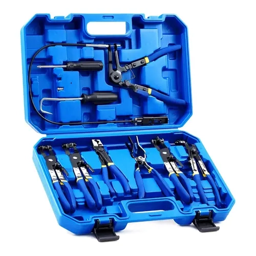 Orion Motor Tech Carbon Steel Universal Hose Pliers Set - Locking Design Swivel Jaw Band Clip & Spring Wire Clip Pliers, Heavy-Duty Car Repair Tool, Men’s Gift, Hose Clamp Tool Box Set
