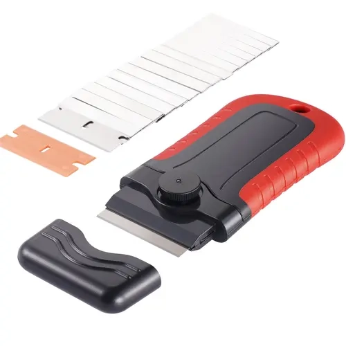 VEVOR Men's Grooming Razorblade Scraper, Durable Sturdy Steel-Plastic Tool with ABS Body, TPE Handle, Locking Mechanism, 15 Long Lasting HRC60 Hardness Replaceable Blades, Security Cap, POM Comfort Wall-Hangable Storage Set