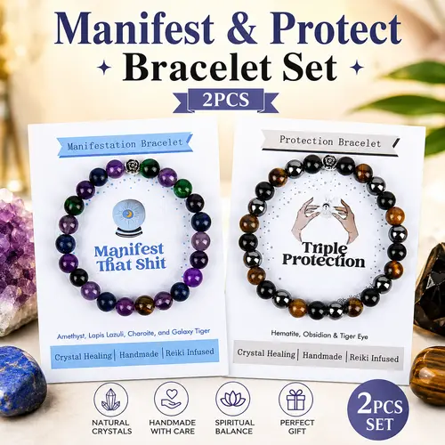 ARPURRAINA Charlotte 2-Piece Stacked Crystal Beads Bracelet Set - Adult Aesthetic Fashionable Pretty 20g Costume Jewelry, Elegant Daily Wear, Christmas Gifts, Stacked Bracelets