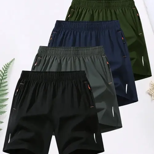 Men's Short Pants Set, 2/4/6 Pieces, Casual Fitted Plain Design, Ideal for Running and Fitness, Comfortable Sportswear, Activewear, Menswear