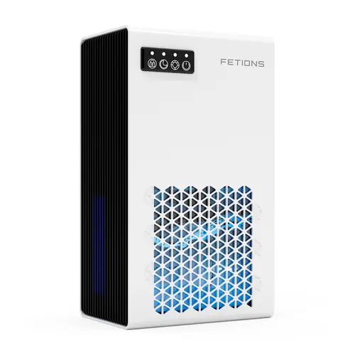 Fetions Portable Dehumidifier, 95oz Water Tank, High-Efficiency with 7 Customizable Colors, Drain Hose Included, Ideal for Bathroom, Bedroom, Kitchen, and Basement, White