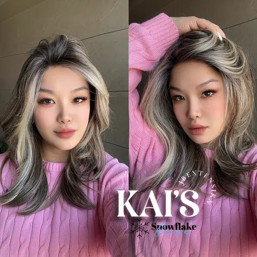 JBEXTENSION 18 Inches Mix Blonde Pre-Cut Snowflake Lace Frontlace Glueless Wig KAI'S【PERMATEASE】【BENDY EAR TABS】