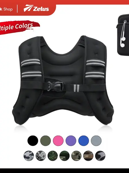 【DealsForYouDays】ZELUS Weighted Vests,6/8/12/16/20/25/30lb Rucking vest with Detachable Phone Pouch&Reflective Stripes&Adjustable Straps|Exercise Equipment & Workout Enhancer for Motivational Walking,Strength Training,Running #TikTokShopDealsforYouDays