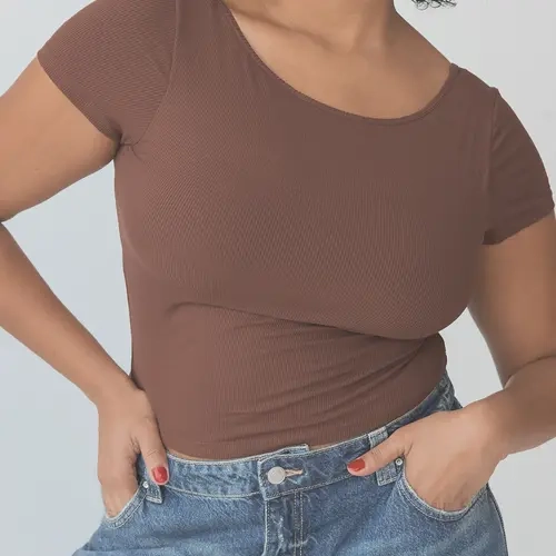 Ribbed Low Back Short Sleeve