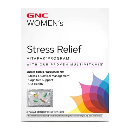 GNC Women's Stress Relief Vitapak, Stress & Cortisol Management with Cognitive Support, 30 Count