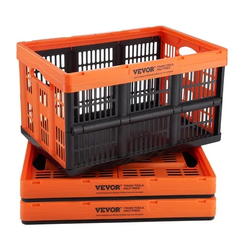 【Father's Day Dad Gift】VEVOR 3-Pack 45L PP Plastic Storage Baskets - Waterproof, Collapsible, Foldable, Durable Cargo Organizer with Handles for Balanced Carry, Rust-Free Strength, Compact Flat Fold for Home, Camping Use