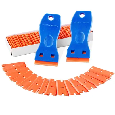 【DealsForYouDays】VEVOR Plastic Razor Blade Scraper 2PCS Scraper Tool120PCS Plastic BladesCleaning Scraper Remover for StickersDecalsAdhesiveLabelsPaint from GlassCarWindowCaulkNo ScratchesBlue