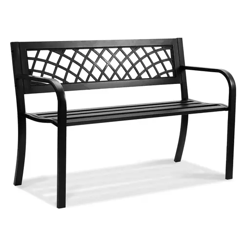 VEVOR Modern Rectangular Metal Frame Grid Outdoor Bench, 45.8in Patio Furniture with 90° Relax Backrest, Armrests, 1-3 Seats, 480lbs Load Capacity, 20.7x45.8x28in Size, Assembly Required for Patio, Front Porch