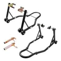【Father's Day Gift】VEVOR Motorcycle Lifting Stand (850lbs), Vehicle Accessories with Front-Mount Kickstands & Rear Mount Kickstands, U+L Fork Swingarm Spool Compatible with Most Yamaha Honda Kawasaki Suzuki Motorcycles, Black,father'sdaygifts,campingessen