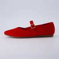 Cushionaire Sonnet Mary Jane Knit Flats For Women | Stretch Knit Mary Jane Flats With Adjustable Strap | Stylish Everyday Flats With Wide Widths Available