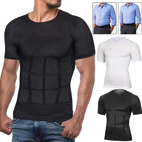 1/2/3/4 Pack Menswear Compression Body Shaper Shapewear Stretchy Short Sleeve Shirt Breathable Lightweight Comfy Workout Tank Top Sports Vest Fitness Tee Gym Exercise Activewear Elastic Formal Fabric Casual Natural Dress Soft Mesh