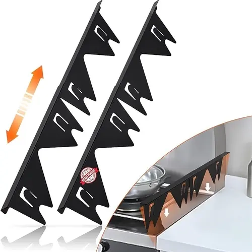 [SUPAFA] Stainless Steel Stove Gap Covers Set Pack, Heat Proof Countertop Range Trim Kit, Adjustable Telescoping 13.8"-27.5" Retractable Guards, 0.79" Width, Easy to Clean Kitchen Gadgets (2PCS)