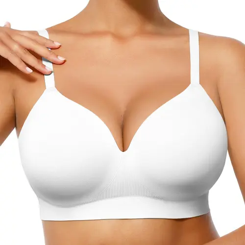 FeelinGirl Wireless Push Up Bra for Women, Seamless Comfort Bralettes No Underwire Supportive Full Coverage Everyday Bras Women Push Up Bra  Comfortable Fabric Casual Womenswear Soft Adjustable Comfy Smooth Halter Neck Summervibes Summervibe