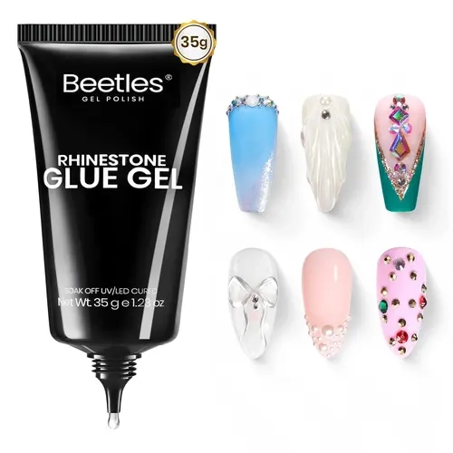 Beetles 35ML Super Strong Odorless Natural Resin Gel Nail Glue - 3D Chic Cute Nail Supplies for Decorations, Apply Then Cure, Beauty Gift