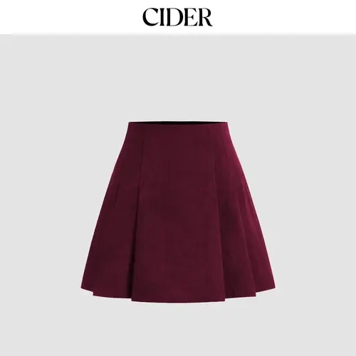 Cider Corduroy Mid Rise Pleated Mini Skirt