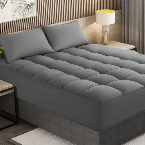 SONORO KATE Extra Thick Cloud-Like Bamboo Bedding Mattress Topper - Cooling Breathable, Ultra Soft Quilted Cotton Top, 8-21'' Deep Pocket, Neutral Double, 1-Piece, Elegant, Guards Mattress from Stains, Boosts Deep Sleep