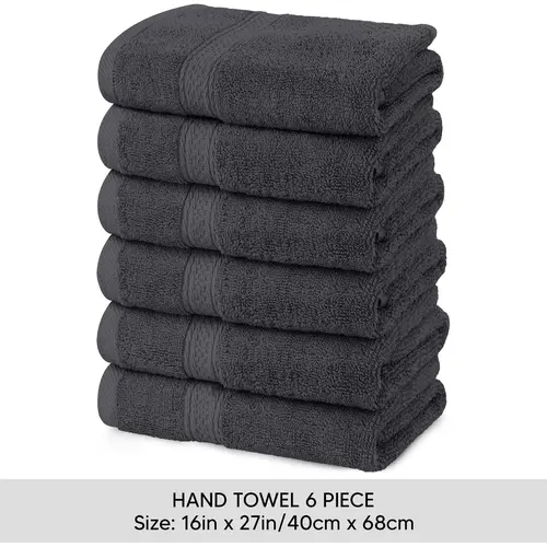 Utopia Towels 6-Pack 100% Ring Spun Cotton Hand Towels (16x28in, 600 GSM) - Ultra Soft, Absorbent Drying, Compact, Durable, Hotel Ready, Machine Washable, All Seasons Home Decor for Bathroom, Gym, Spa