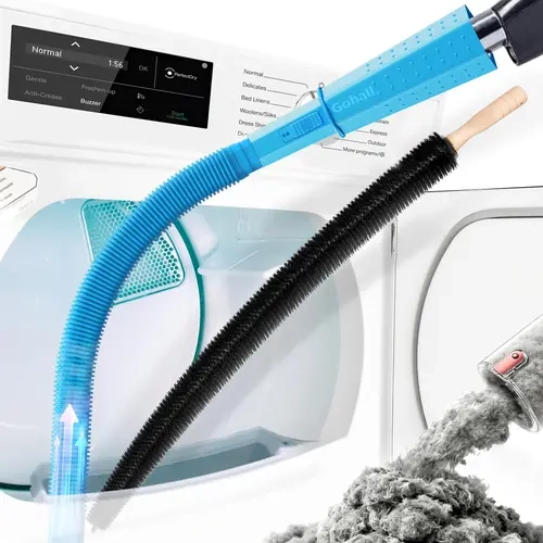 Dryer Vent Cleaner Kit, 2-Piece Vacuum Hose Attachment & Lint Brush Set, Removes Lint Buildup for Improved Dryer Efficiency & Lower Electric Bills