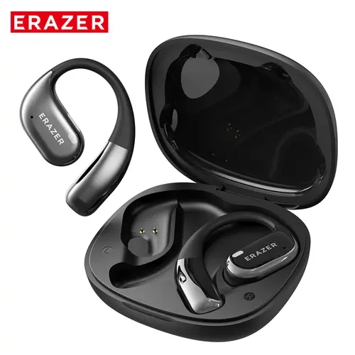 ERAZER Open-Ear True Wireless Earbuds Bluetooth 5.4 - Open Ear Sports Headset for Running & Gaming, HiFi Sound, Low Latency Touch Controls, IPX5 Sweatproof, Built-in Mic, Wireless earbuds headset