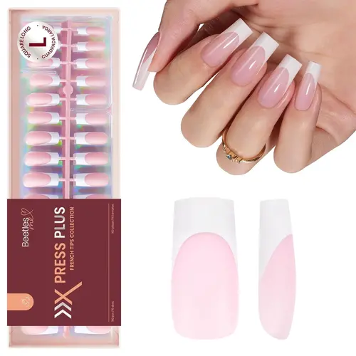 Beetles Short Almond Soft Gel Press-On Nail Sets - 4-in-1 Pre-Shaped Apply Tips, 16 Upgraded Sizes, 224 Pieces Fake Nails, No File Needed, Soak-Off UV Extension for DIY Manicure
