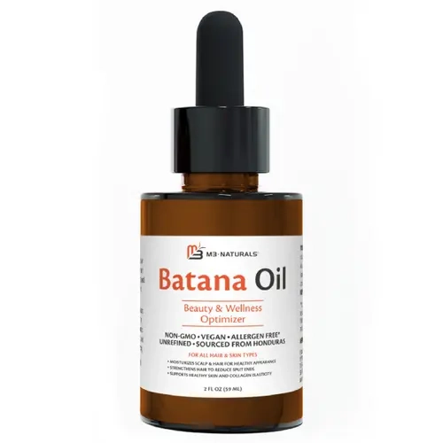 M3 Naturals Vegan Batana Growth Oil - 100% Pure Unrefined Non-GMO Premium Nourishing Oils, Allergen-Free Vitamin-Infused Haircare Moisturizer, 2 FL OZ, Anti-Frizz Scalp Stimulant, Collagen Production Support