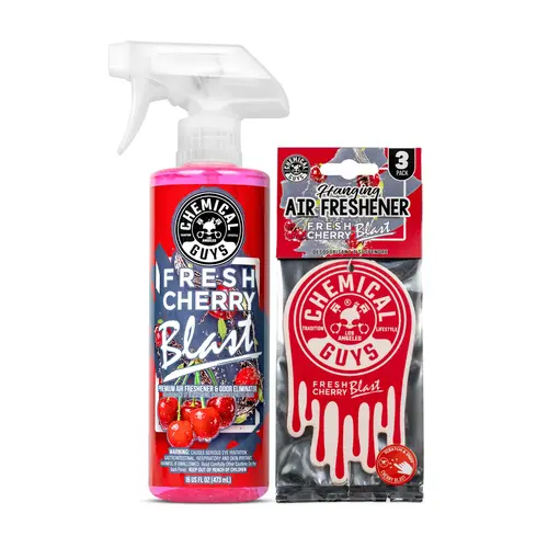 Chemical Guys Cherry Blast Air Freshener Spray & Hanging Kit - Sweet Cherry Car Fragrance, Fragrant Boost Auto Accessories, Car Interior Vehicle Accessory for Trucks