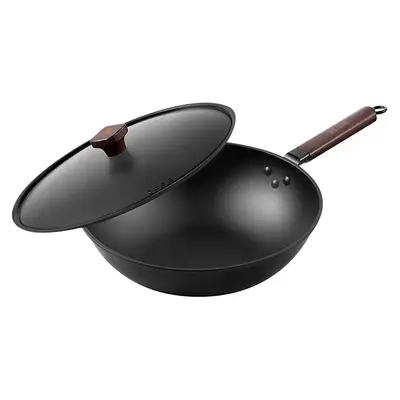 SUNCHA Chinese Iron Wok w/ Lid