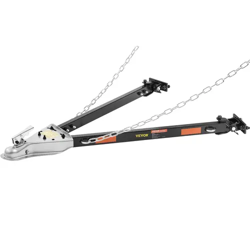VEVOR Universal Fit Vehicle Trailer Tow Bar, 5500 lbs High-Capacity Heavy Hauling, Powder-Coated Alloy Steel Bumper-Mounted, 2" Ball Hitch Coupler, Adjustable Width Up to 41 in Heavy-Duty Chains, Glow-In-Dark Aid, for RV/Truck Construction Use All Seasons
