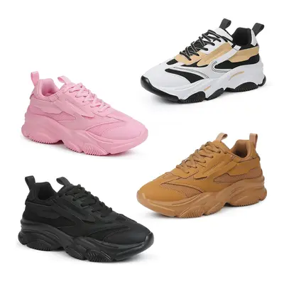 CYNLLIO Womens Platform Chunky Fashion Sneakers Jaxon Walking Lace-Up Comfortable Dad Sneakers Workout Sport Work Casual Tennis Shoes Deals For You Days