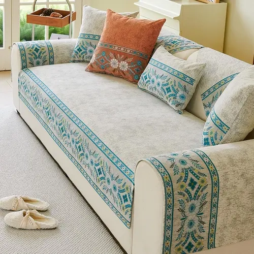 Floral Pattern Sofa Cover, Decorative Sofa Cover, Couch Cover, 1 Count Non-slip Sofa Towel, Sofa Protector, Universal Sofa Protector, Dustproof Sofa Cover, Home Decor Supplies
