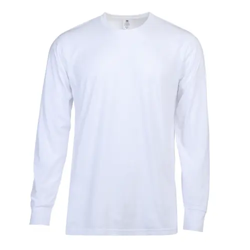 Men's Cotton Long Sleeve T-Shirt - Plain Traditional Round Neck, Ribbed Cuff Hold, Foldable, Regular Fit, Big & Tall (S-3XL), Breathable Casual Streetwear Top for Workout